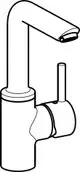 Einhebelmischer Waschtischbatterie aus Chrom mit einer langen Ausladung, gestaltet von HANSA. Die Armatur hat einen schlanken, modernen Look.